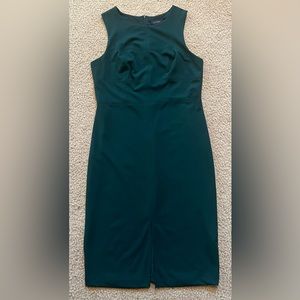 B.Smart Sleeveless Dress With Lining, Front Split At Front Hem, Color: Green, 16